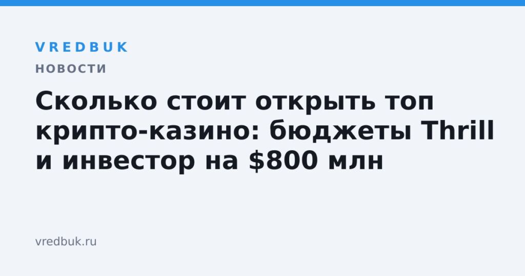 Сколько стоит открыть топ крипто-казино: бюджеты Thrill и инвестор на $800 млн